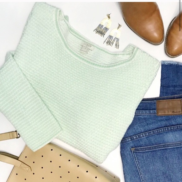 J. Crew Sweaters - J. Crew chevron stitch mint green sweater